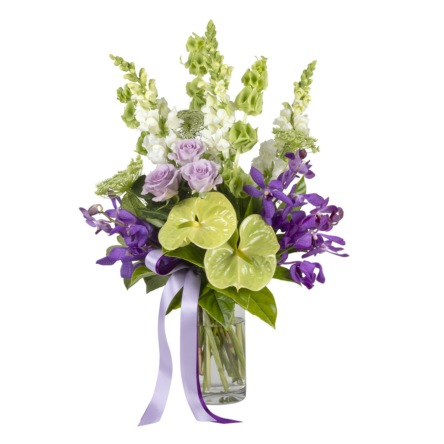 Purple orchid arrangement